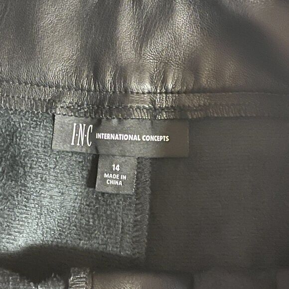 INC Faux Leather Scalloped Hem Pants - Chic & Edgy - Size 14 - Picture 8 of 11